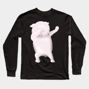 Dabbing Shirt Funny Dabbing Pig Pot Bellied Pig Shirt Long Sleeve T-Shirt